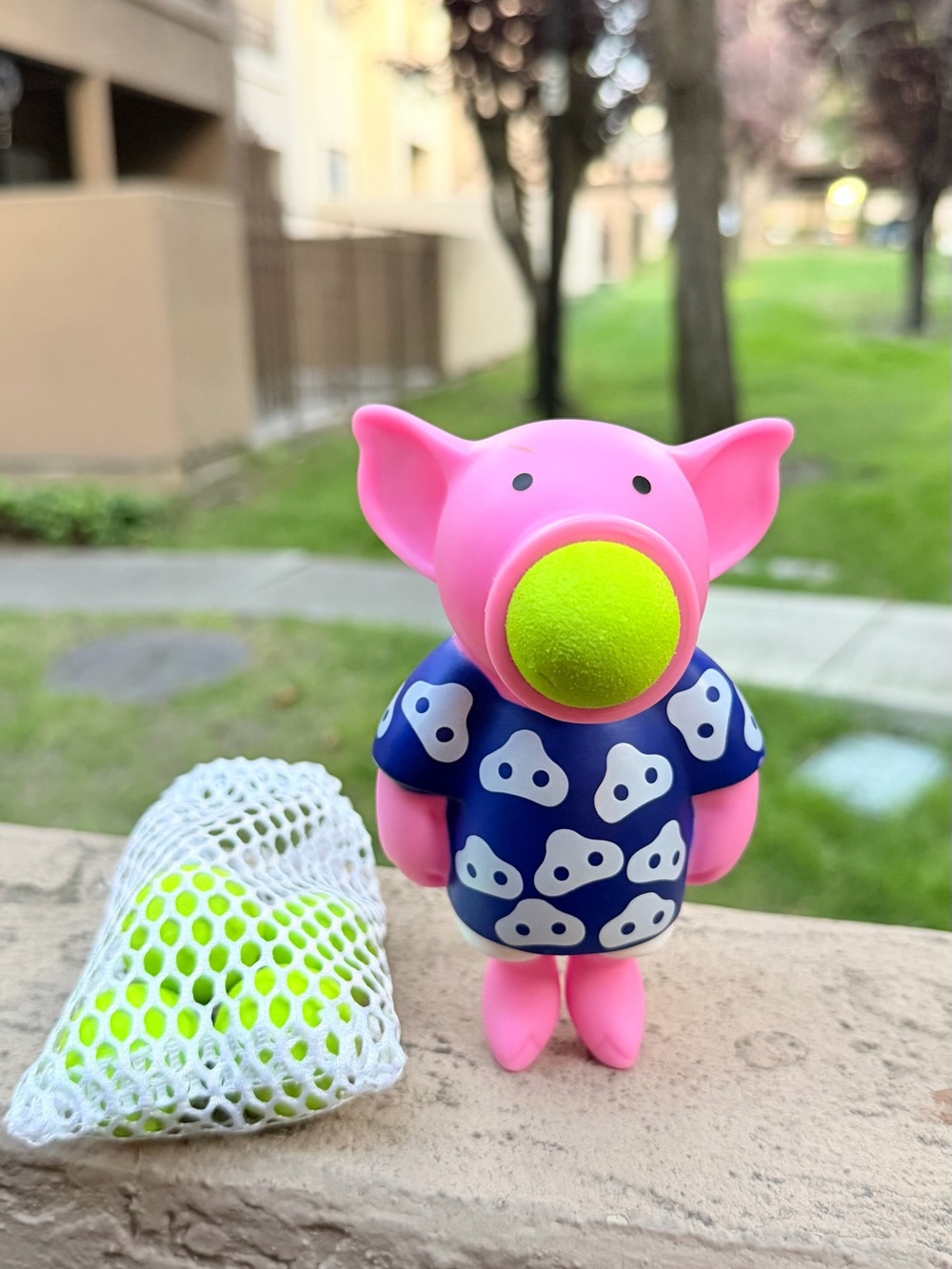 2012 Hog Wild Pink Pig Popper Squeezable Action Toy Ball Shooter with 5 Balls